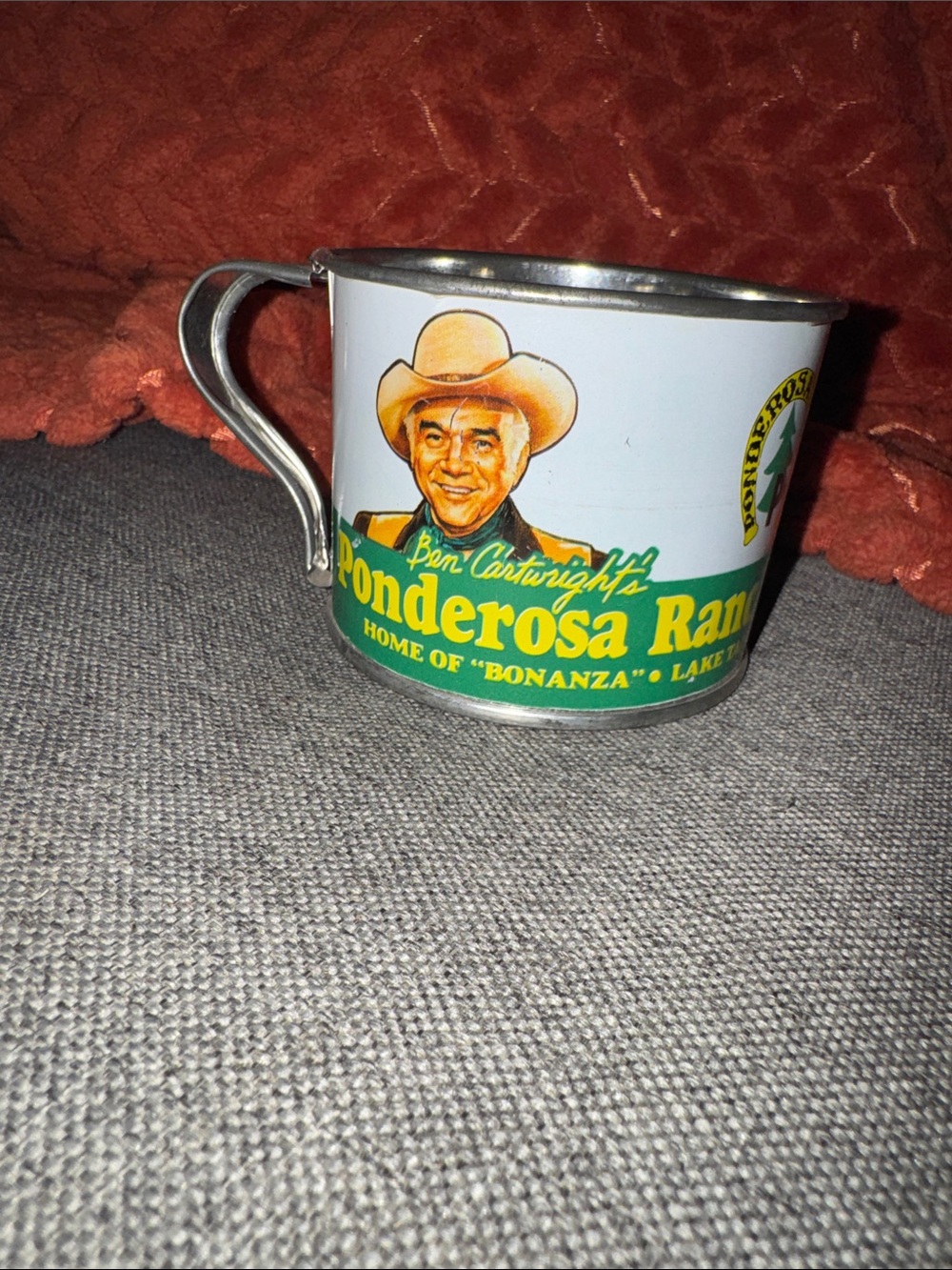 Vintage Ben Cartwright's Ponderosa Ranch Metal Souvenir Mug – Lake Tahoe Nevada